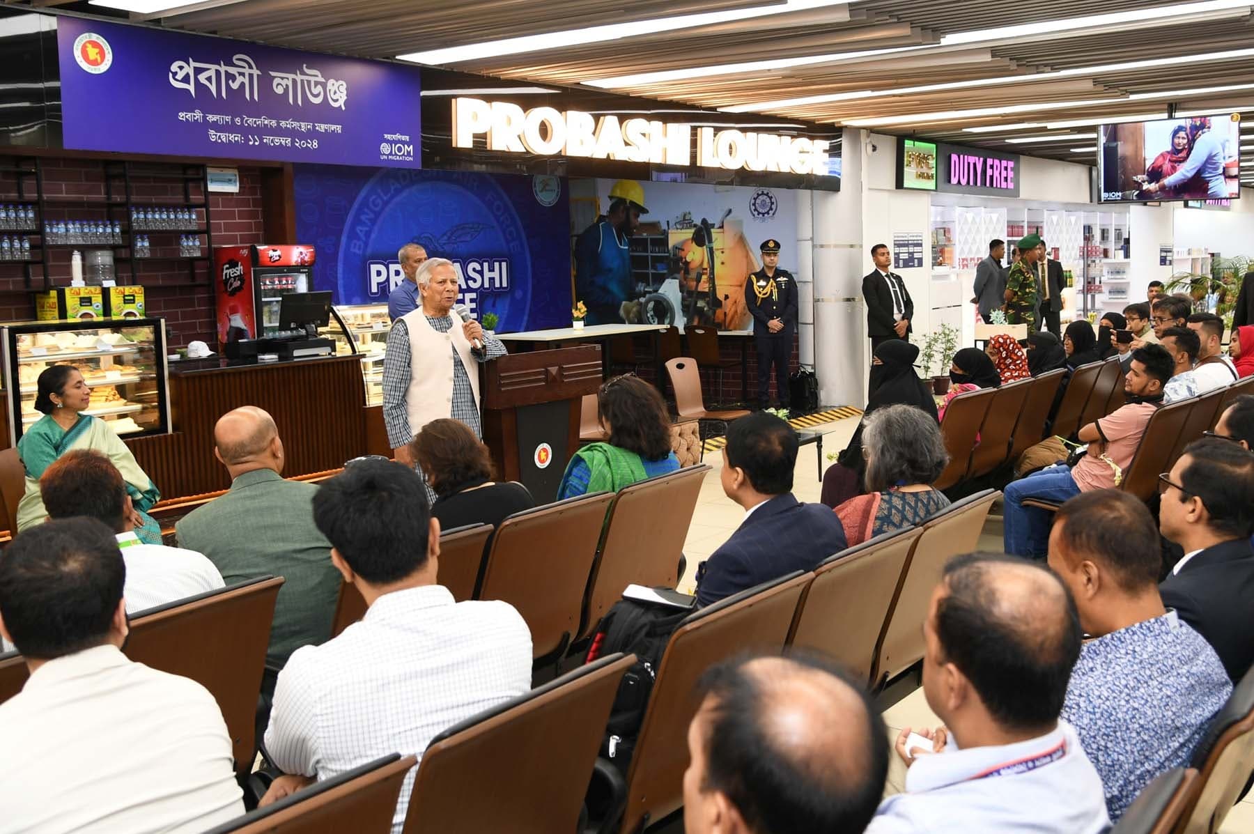 Bangladeshi migrant workers at airport before travelling abroad